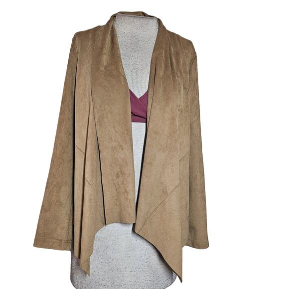 Bagatelle Vegan Faux Suede Open Front Jacket Size Medium - Picture 1 of 4
